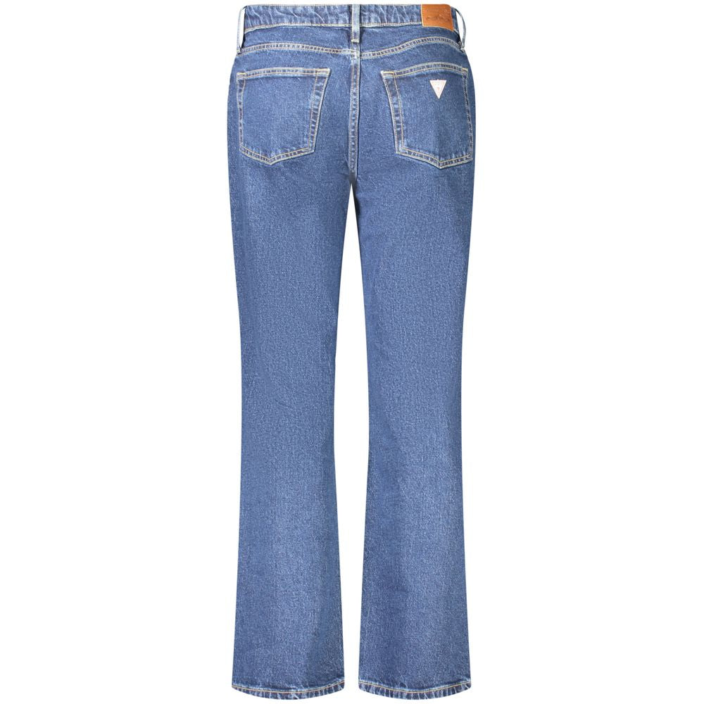 Blå raka bomullsjeans för kvinnor