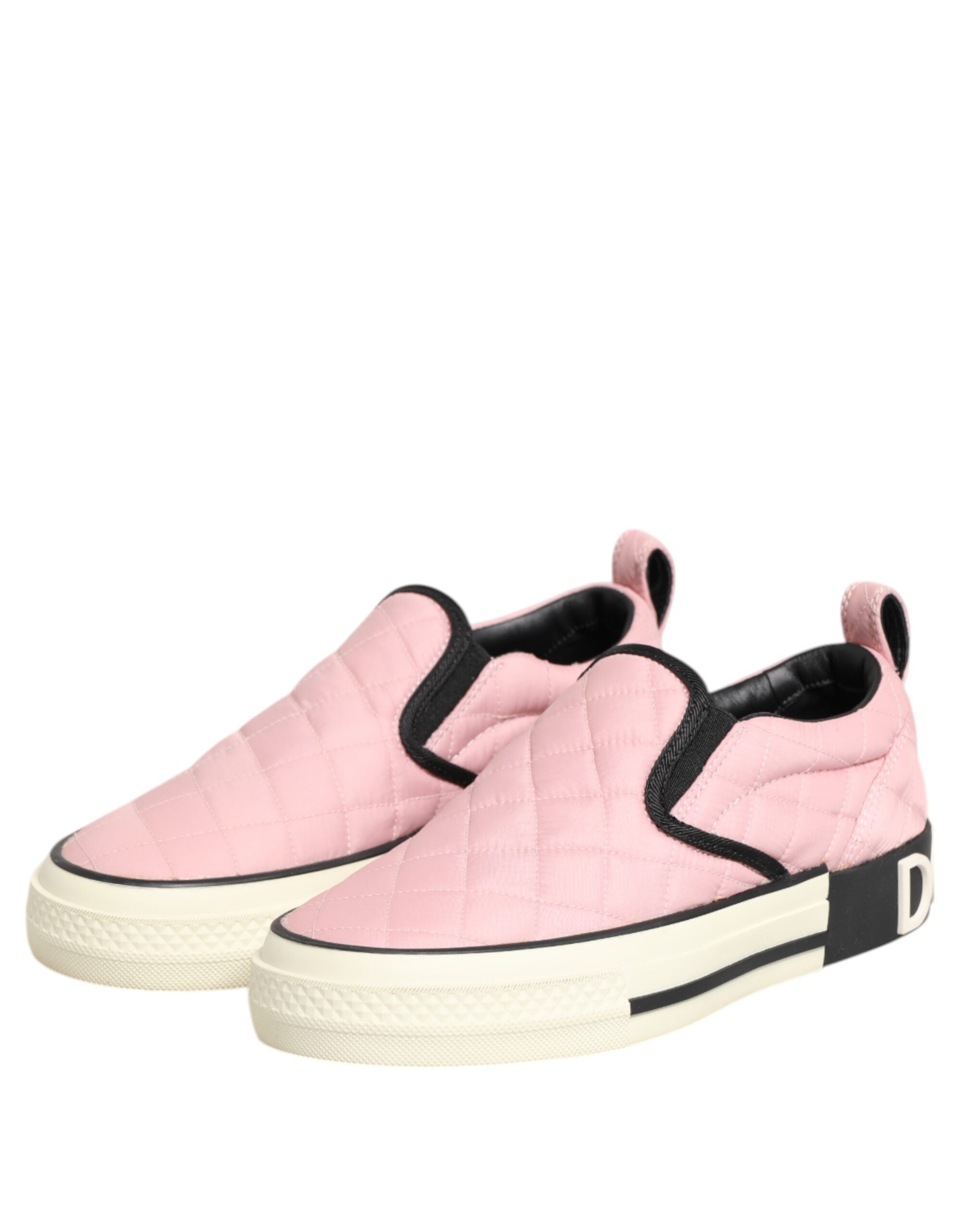 Rosa quiltade nylon slip-on sneakers