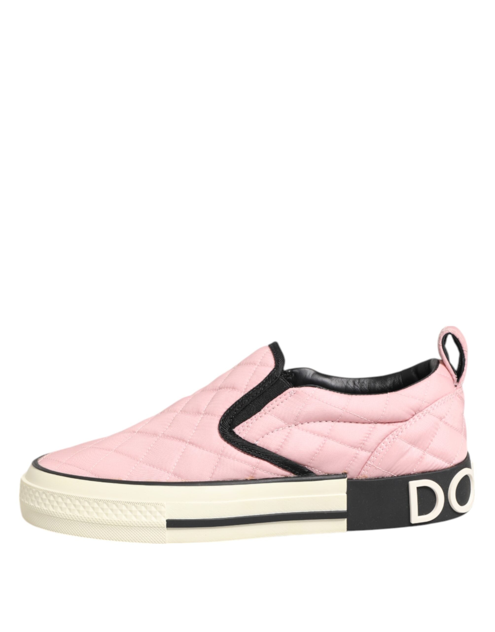 Rosa quiltade nylon slip-on sneakers
