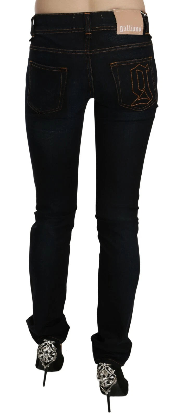 Mörkblå jeans med medelhög midja och slim fit 