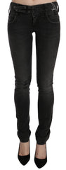 John Galliano Black Washed Low Waist Slim Fit Skinny Denim Pants Jeans