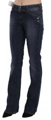 John Galliano Blue Washed Mid Waist Flared Denim Casual Pants Jeans