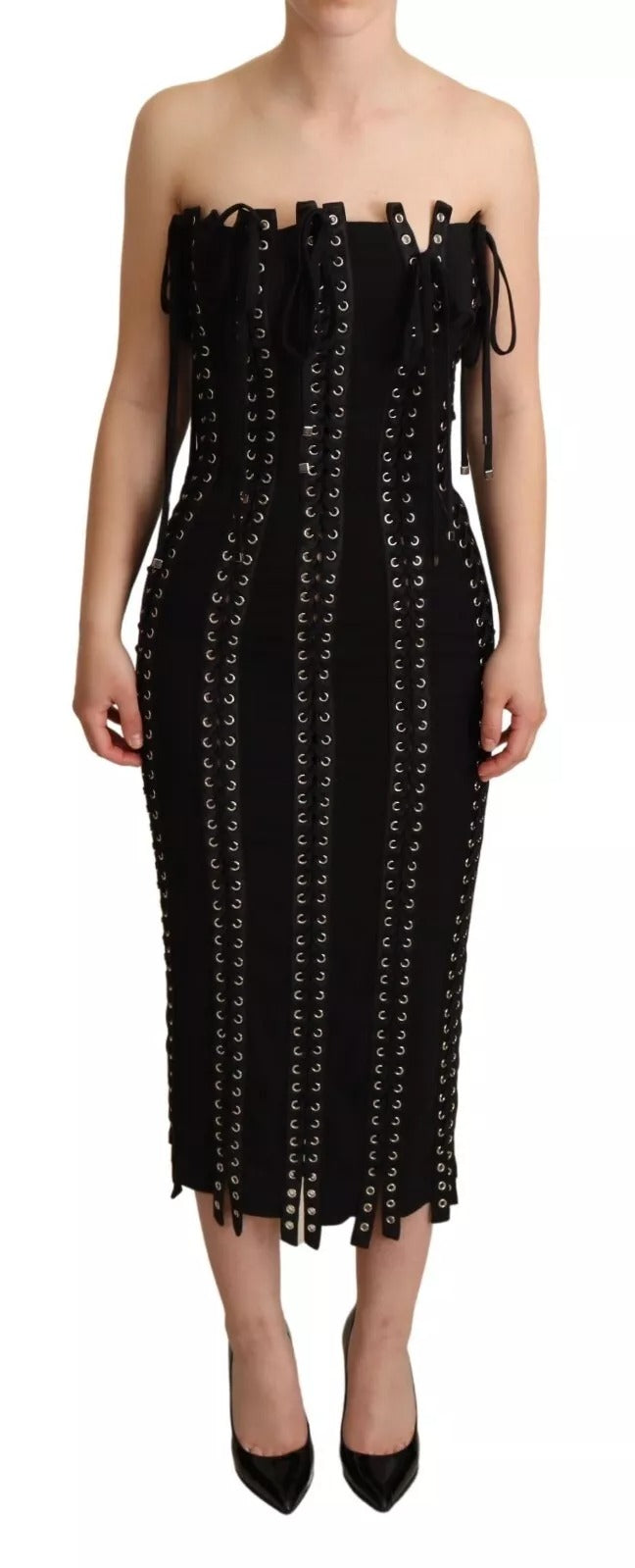 Svart Cady Ärmlös Spetsad Bodycon Klänning
