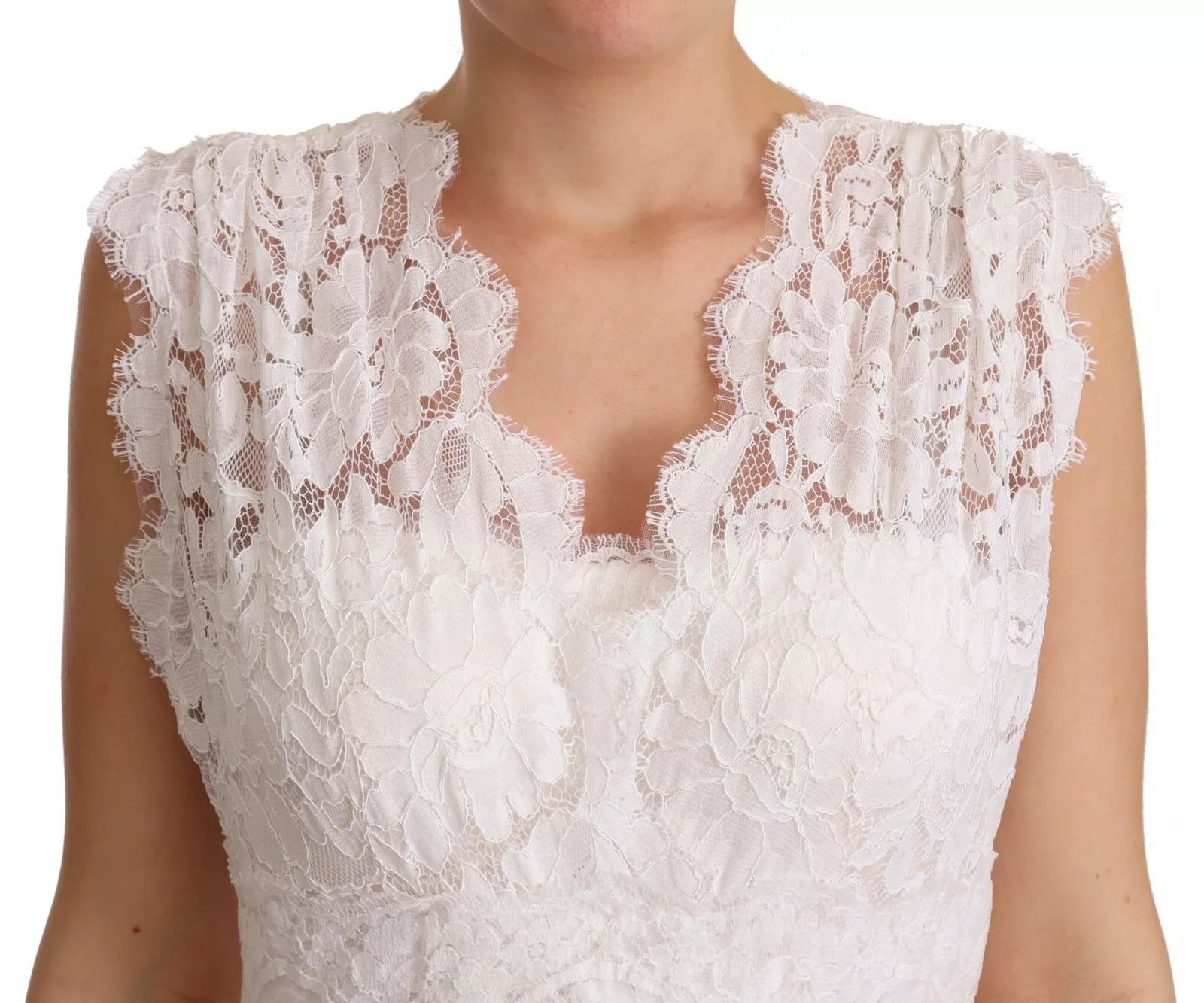 Vit Blommig Spets Corsage Lång Maxiklänning