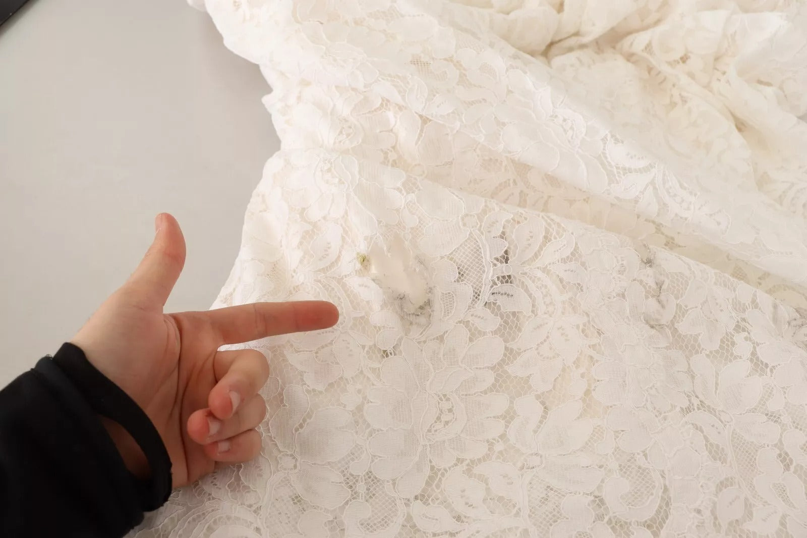 Vit Blommig Spets Corsage Lång Maxiklänning