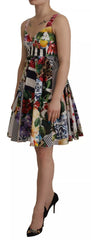Dolce & Gabbana Multicolor Poplin Floral Mini Flared Dress
