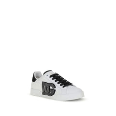 Dolce & Gabbana White Calf Leather Bos Taurus Low Top Sneakers