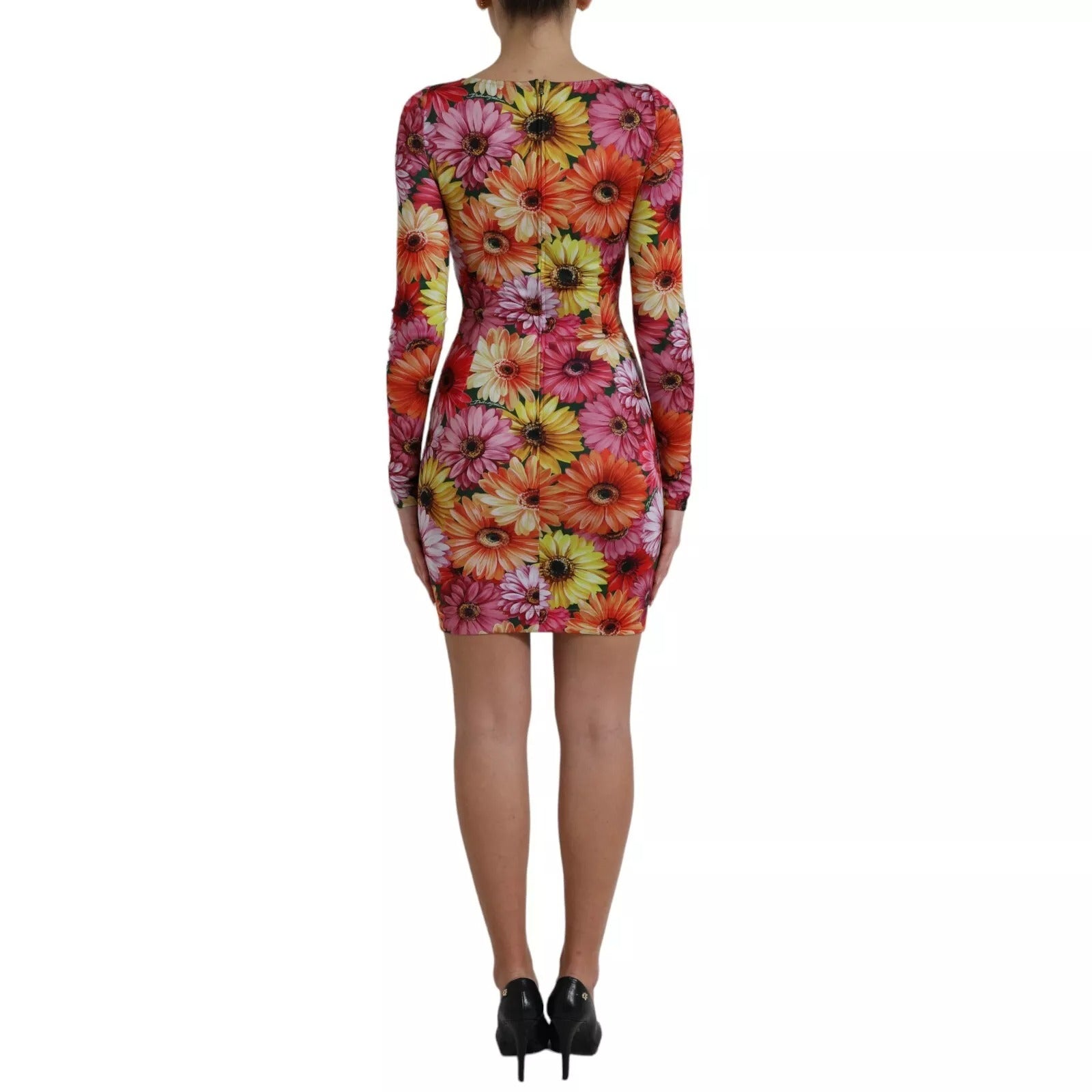 Dolce & Gabbana Multicolor Floral Print Sheath Mini Dress