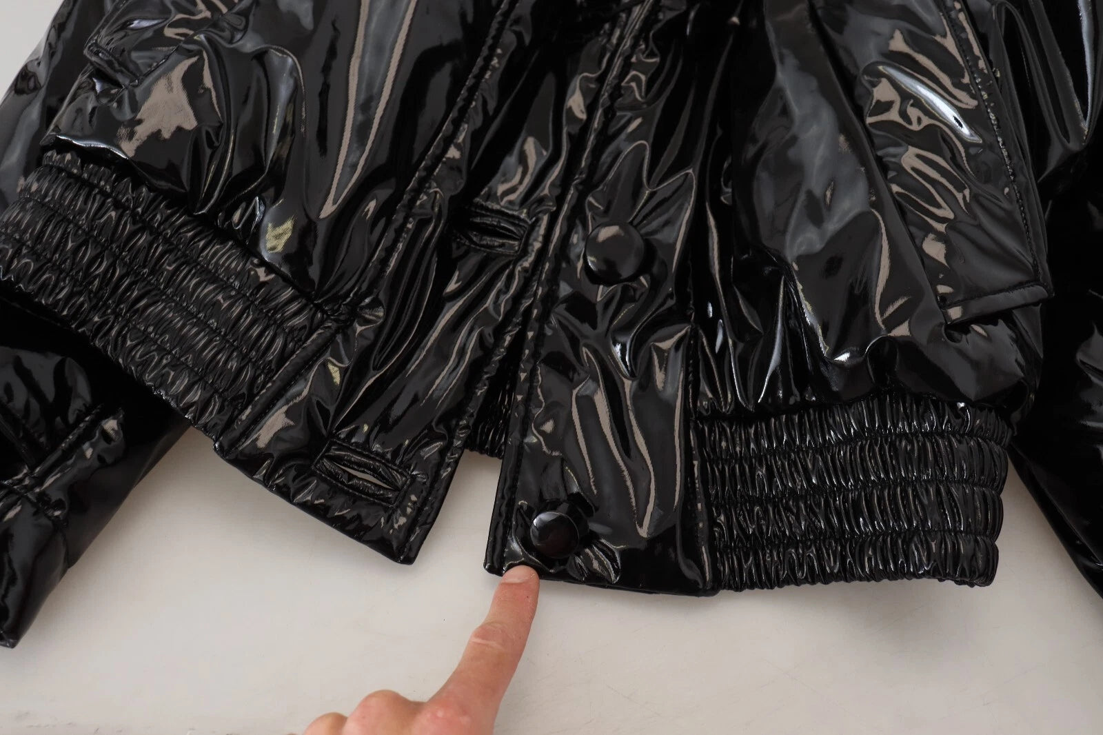 Polyester svart glänsande kavaj damjacka