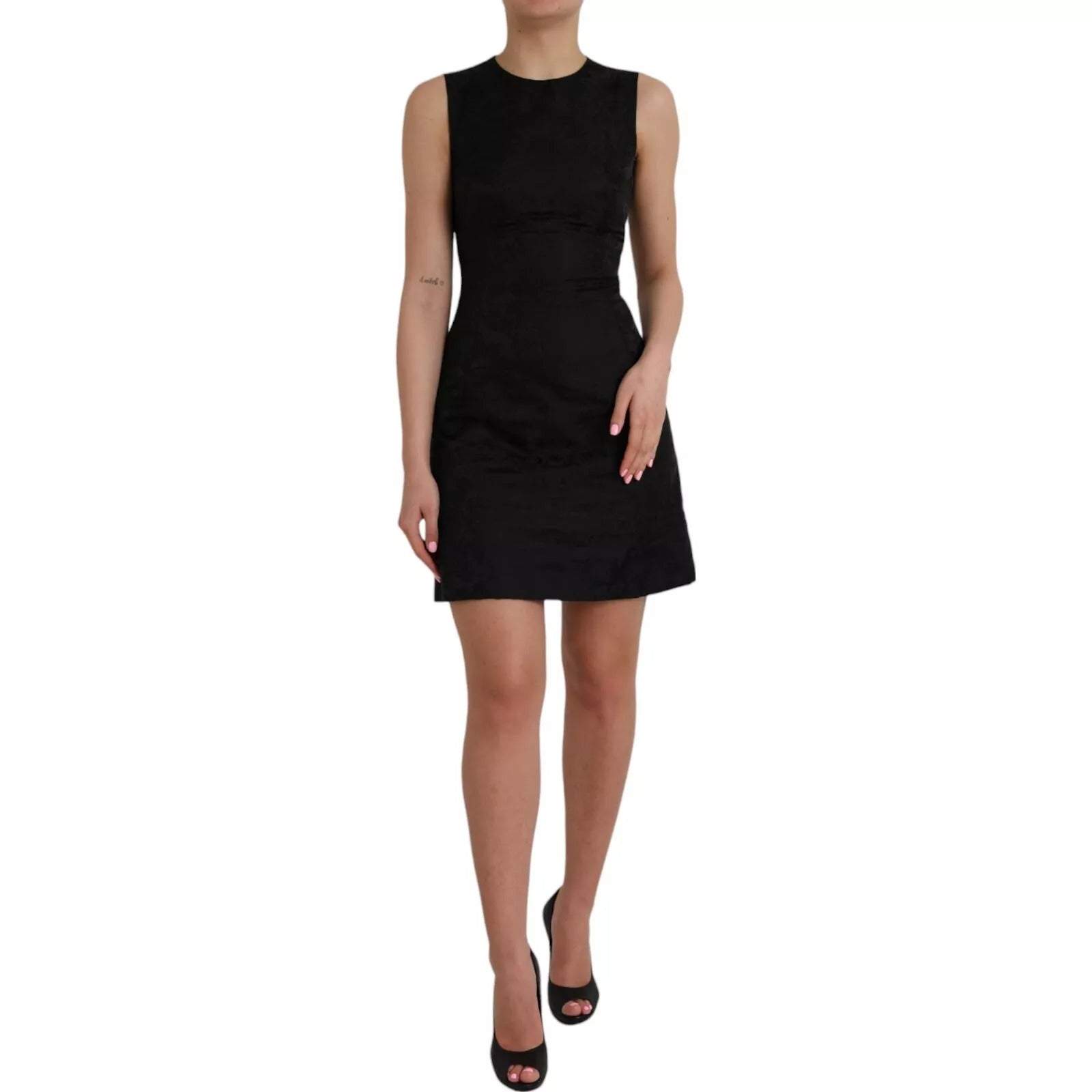 Svart Ärmlös Bodycon A-linjeformad Miniklänning