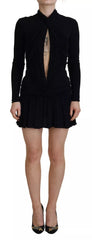 Dsquared² Black Viscose Long Sleeves Cut Out Mini Dress