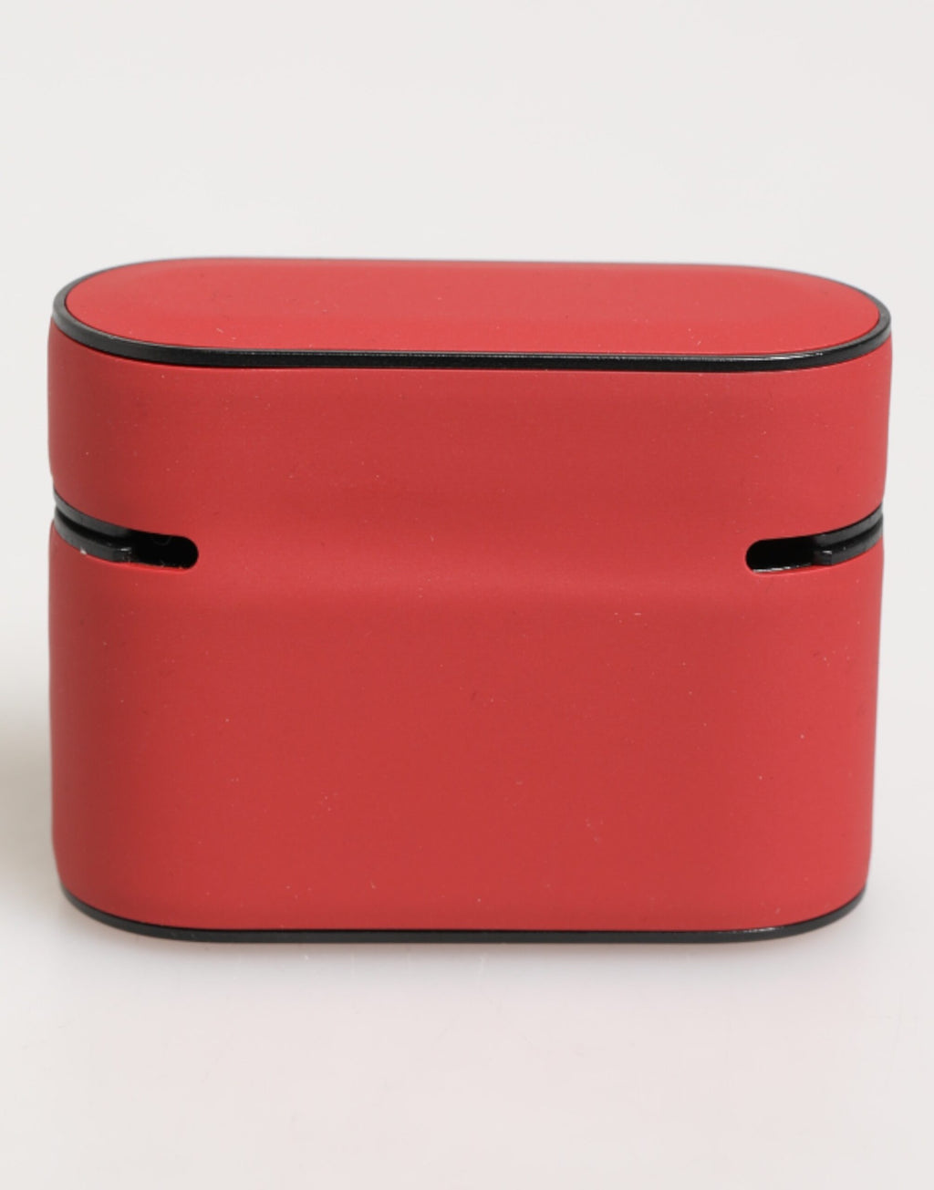 Rødt og hvitt silikonetui med preget logo til Airpods