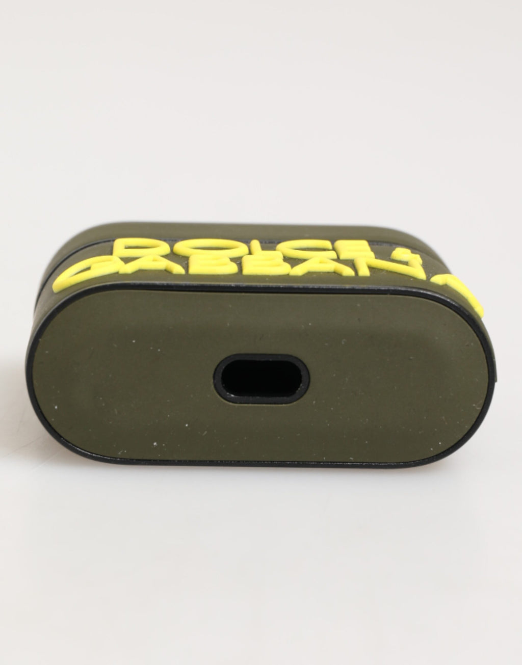 Armygrønt gummi-logo-preget Airpods-tilbehørsdeksel
