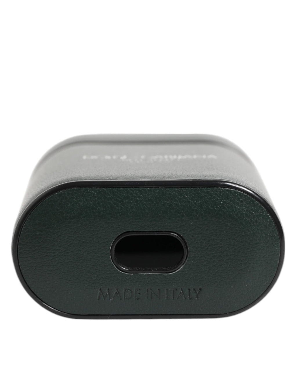 Armygrønt kalveskinnsskinnsdeksel med logo og Airpods-deksel