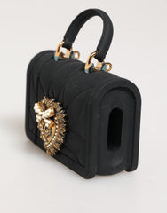 Dolce &amp; Gabbana Svart Silikon Devotion Hjärtfodral Handväska Airpod-fodral