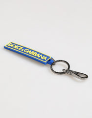 Dolce & Gabbana Blue Yellow DG Rubber Logo Silver Men's Holder Keyring