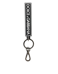 Dolce & Gabbana Black White DG Rubber Logo Silver Men's Holder Keyring