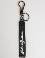 Dolce & Gabbana Black White Polyester DG Logo Silver Men Keychain Keyring