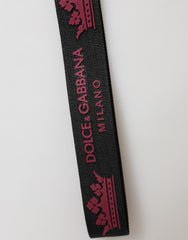Dolce & Gabbana Black Burgundy Nylon DG Logo Crown Holder Keychain Keyring