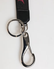 Dolce & Gabbana Black Burgundy Nylon DG Logo Crown Holder Keychain Keyring