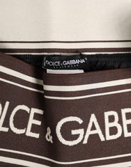 Dolce & Gabbana Brown Polyester Logo Elastic Waistband Swimwear