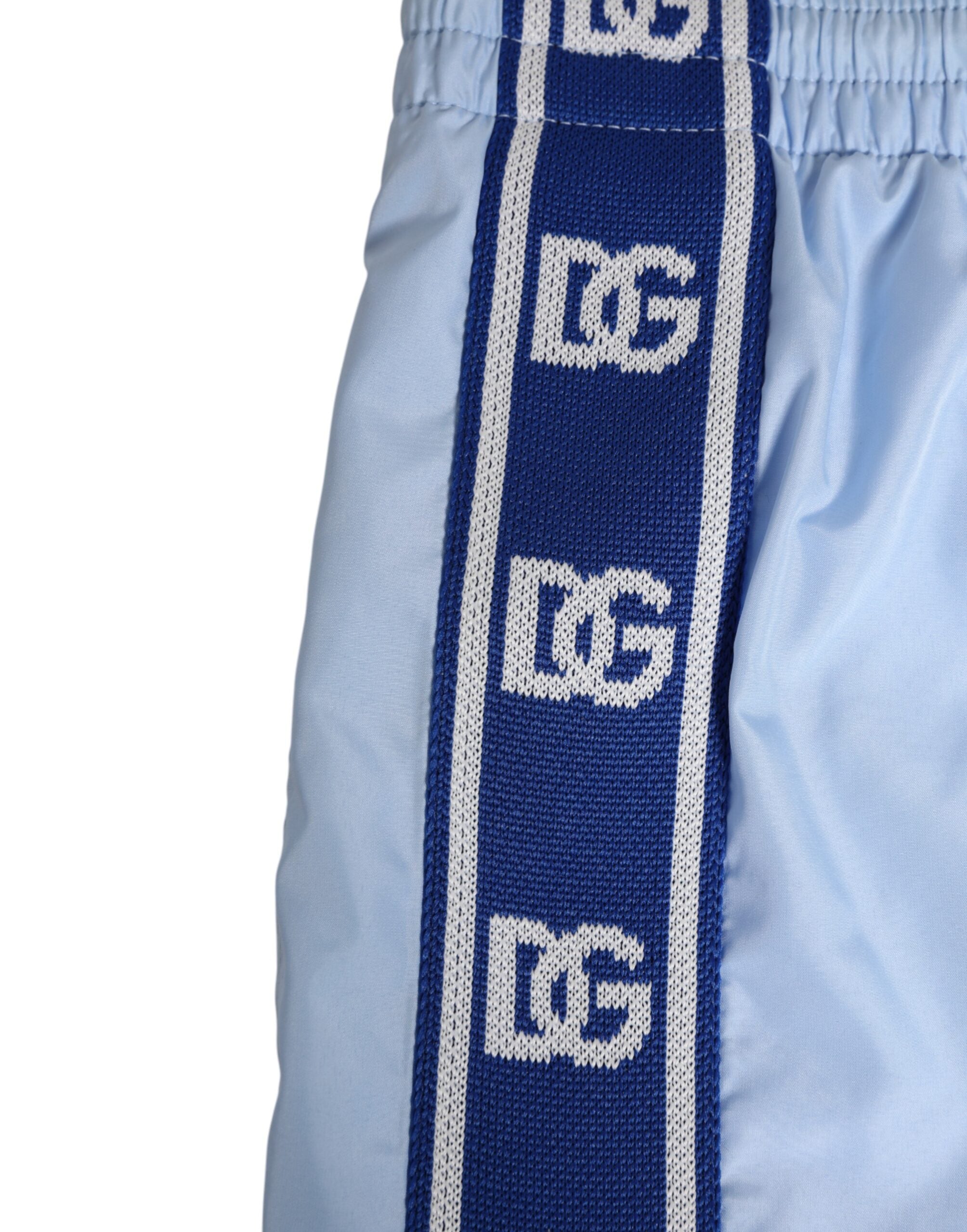 Dolce & Gabbana Light Blue Nylon DG Logo Tape Men Shorts Swimwear