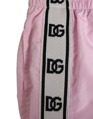 Dolce & Gabbana Pink Nylon Logo Side Stripe Beachwear Men Swimwear