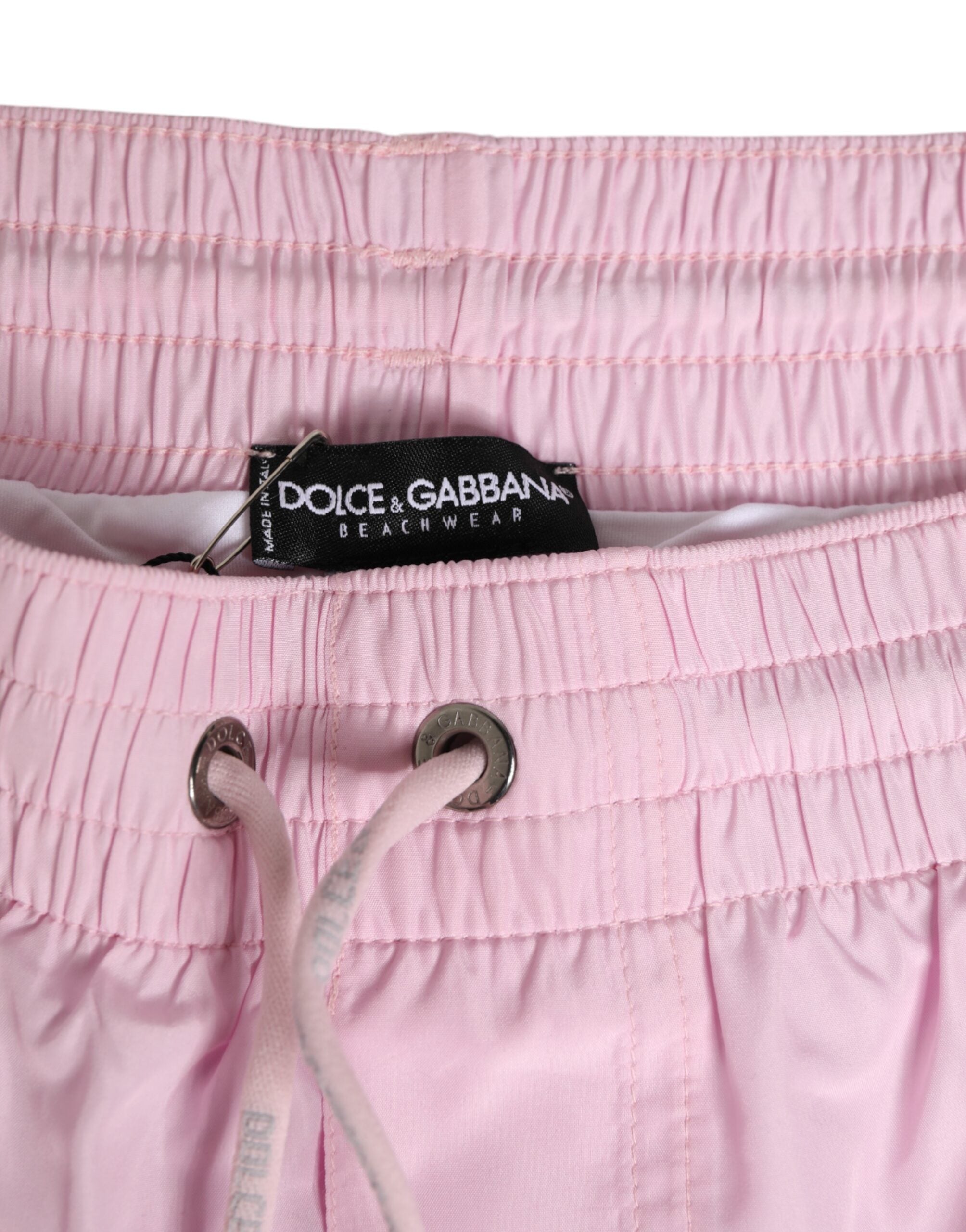 Dolce & Gabbana Pink Nylon Logo Side Stripe Beachwear Men Swimwear