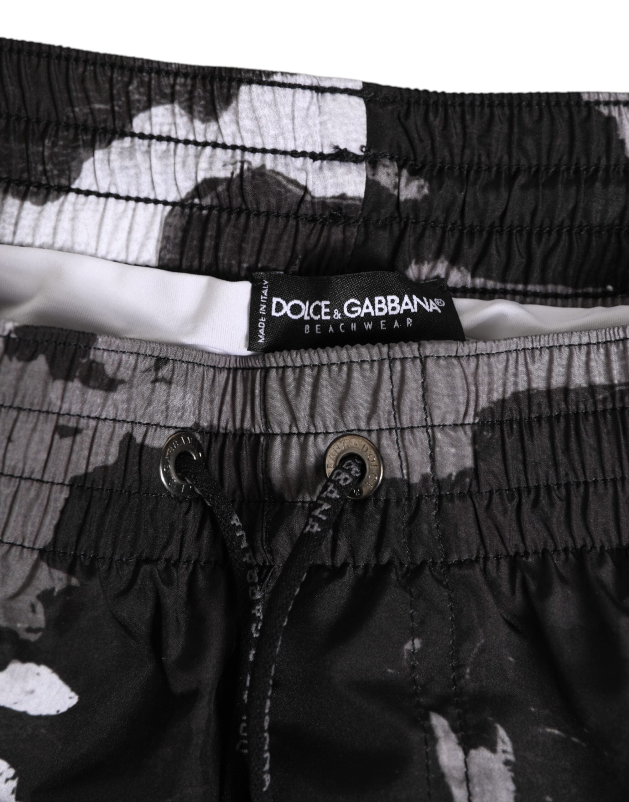 Dolce & Gabbana Black White Camouflage DG Logo Men Swimwear