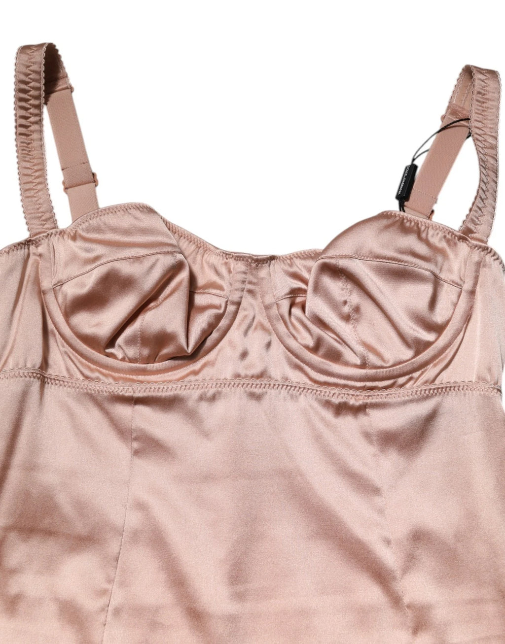Rosa siden- och satin-bustier-midiklänning med bodycon-detaljer