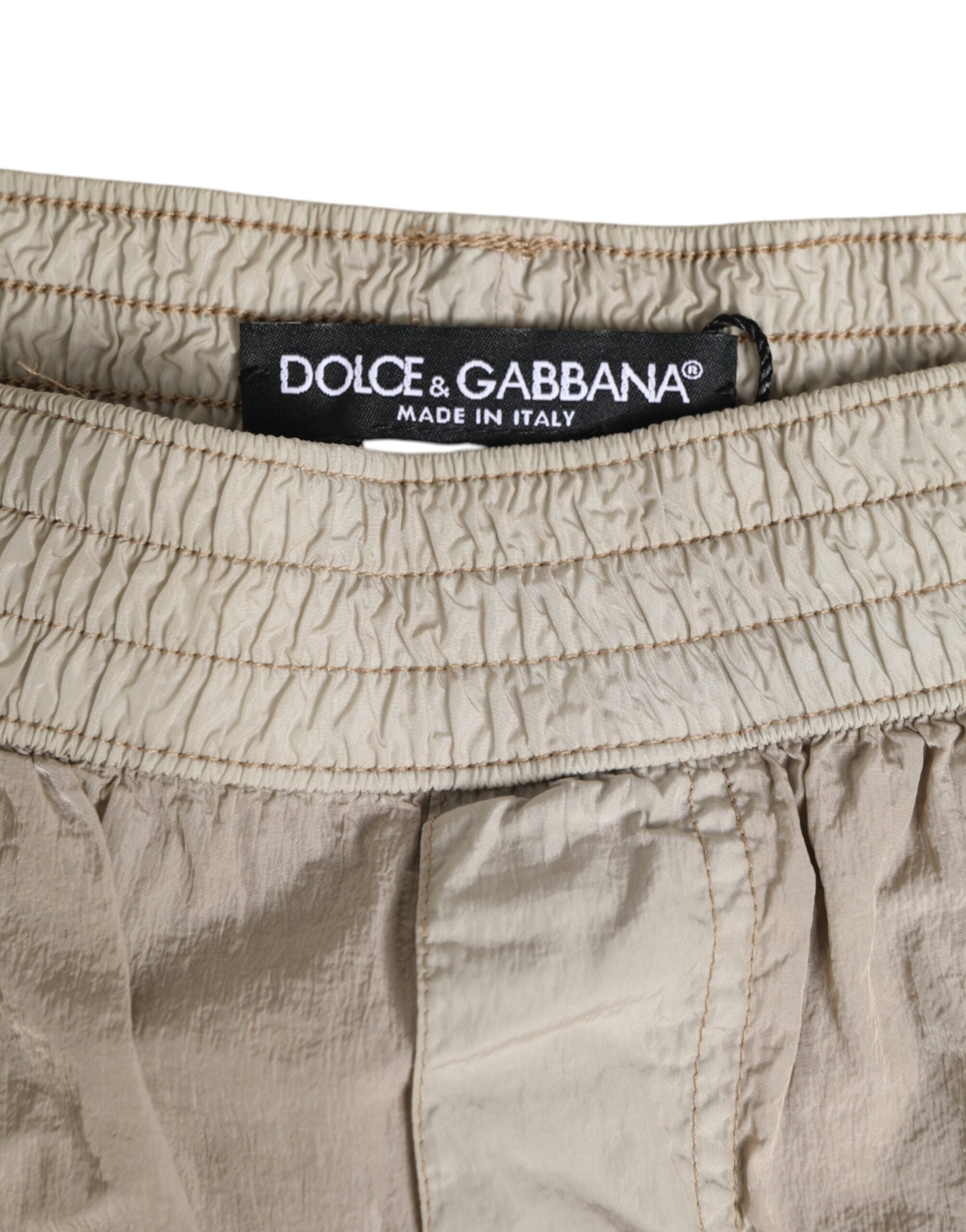 Dolce & Gabbana Beige Nylon Beachwear Men Boxer Short Swimwear