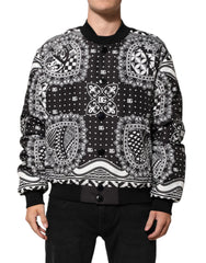 Dolce & Gabbana Black White Bandana Print Bomber Jacket