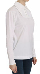 Dolce & Gabbana White Cotton Longsleeve Collared Blouse