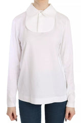 Dolce & Gabbana White Cotton Longsleeve Collared Blouse