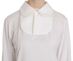 Dolce & Gabbana White Cotton Longsleeve Collared Blouse