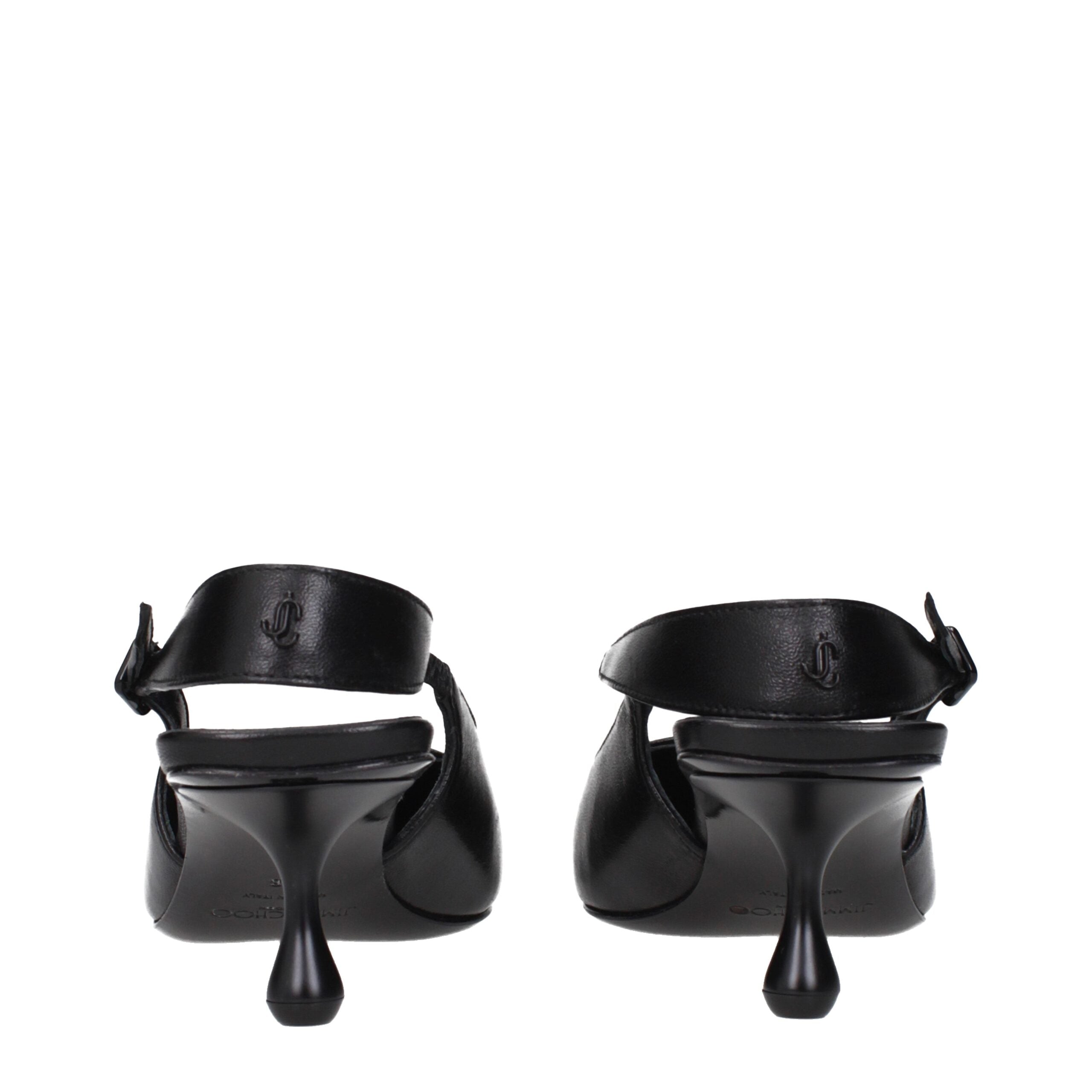 Jimmy Choo Black Leather Flat Sandals