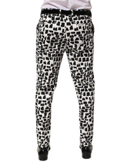Dolce & Gabbana Black White Abstract Print Cotton Blend Pants