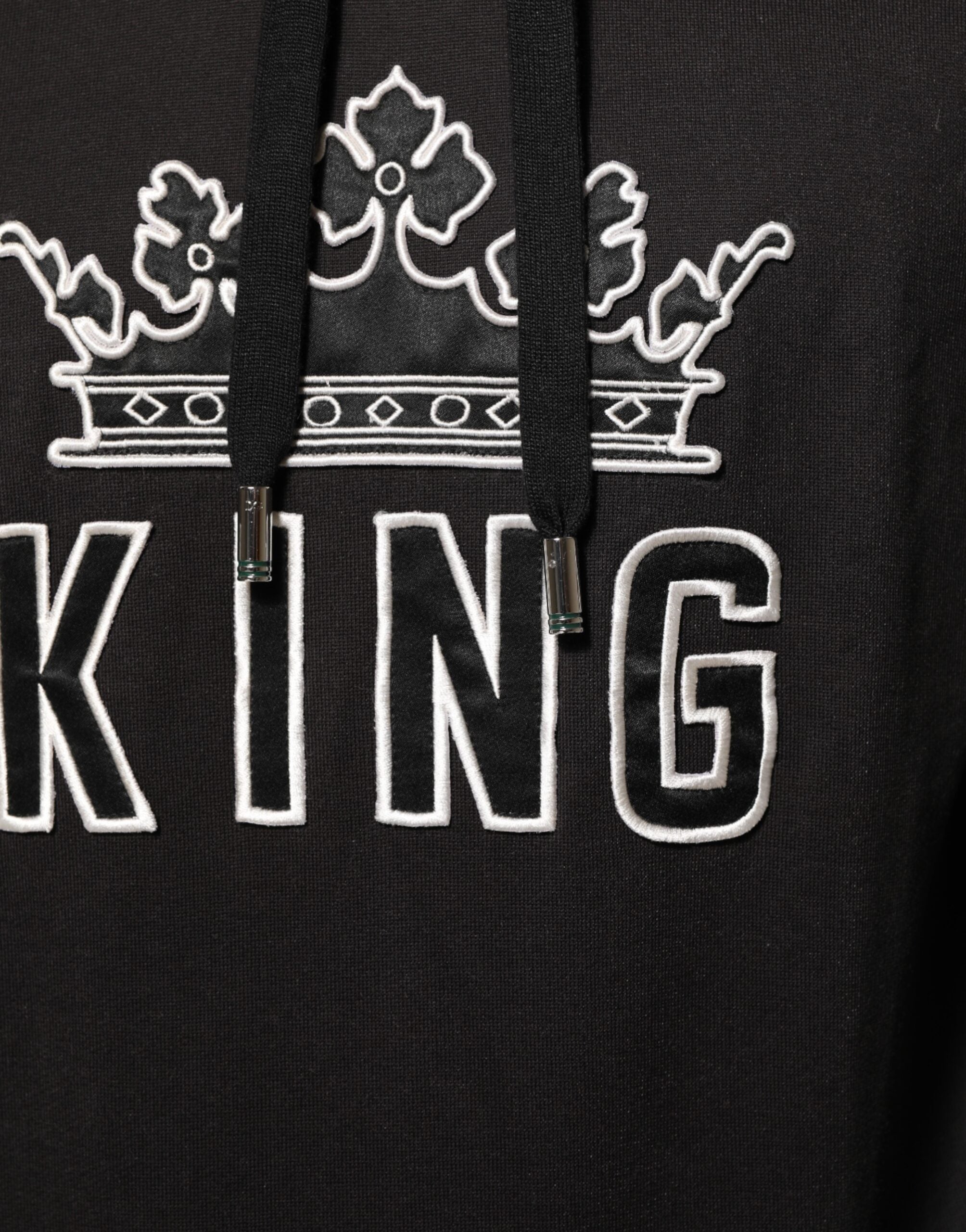 KING Svart Orkidé Blomster Krone Logo Hettegenser