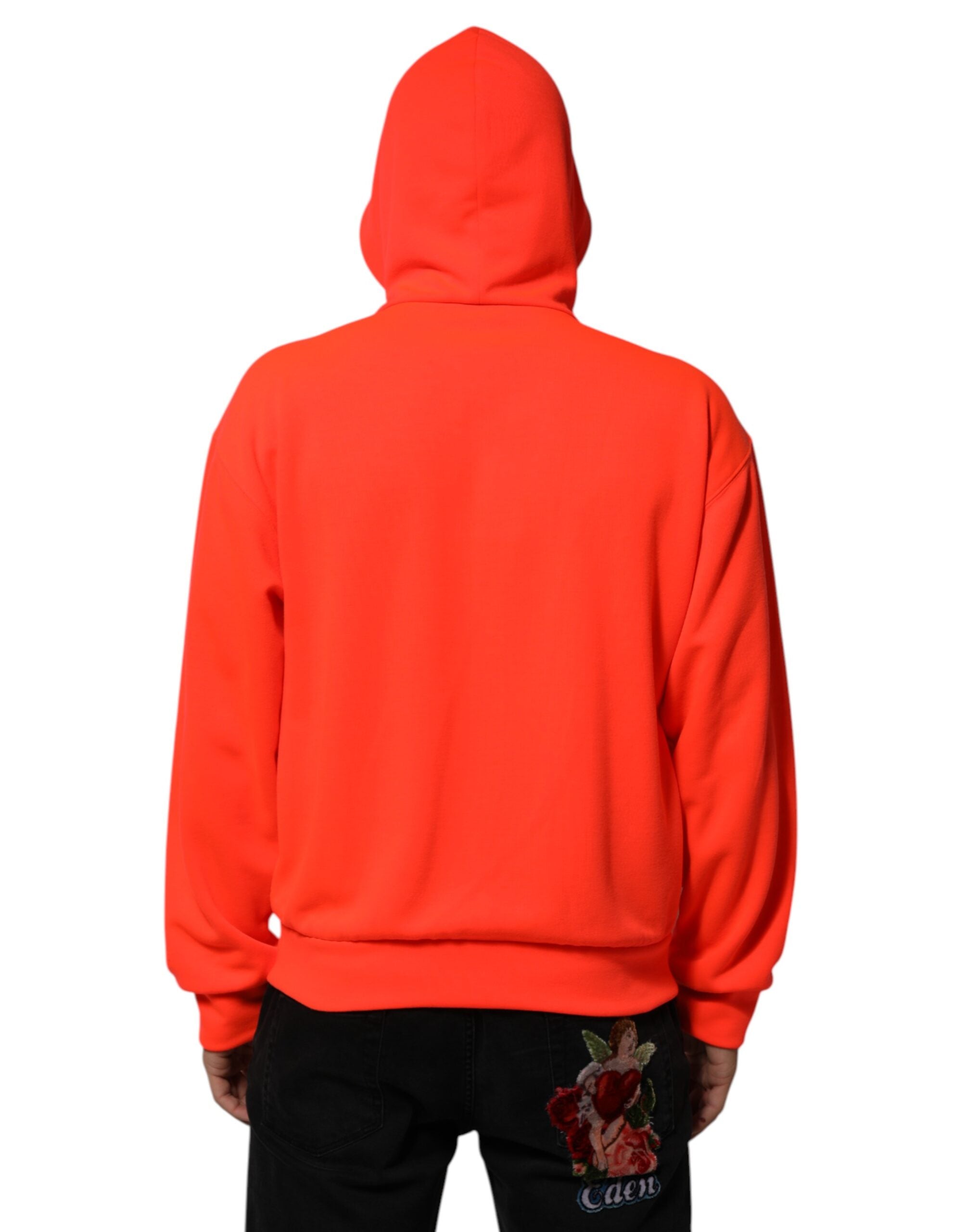 Rød fluorescerende polyester-logo-lapp-hettegenser