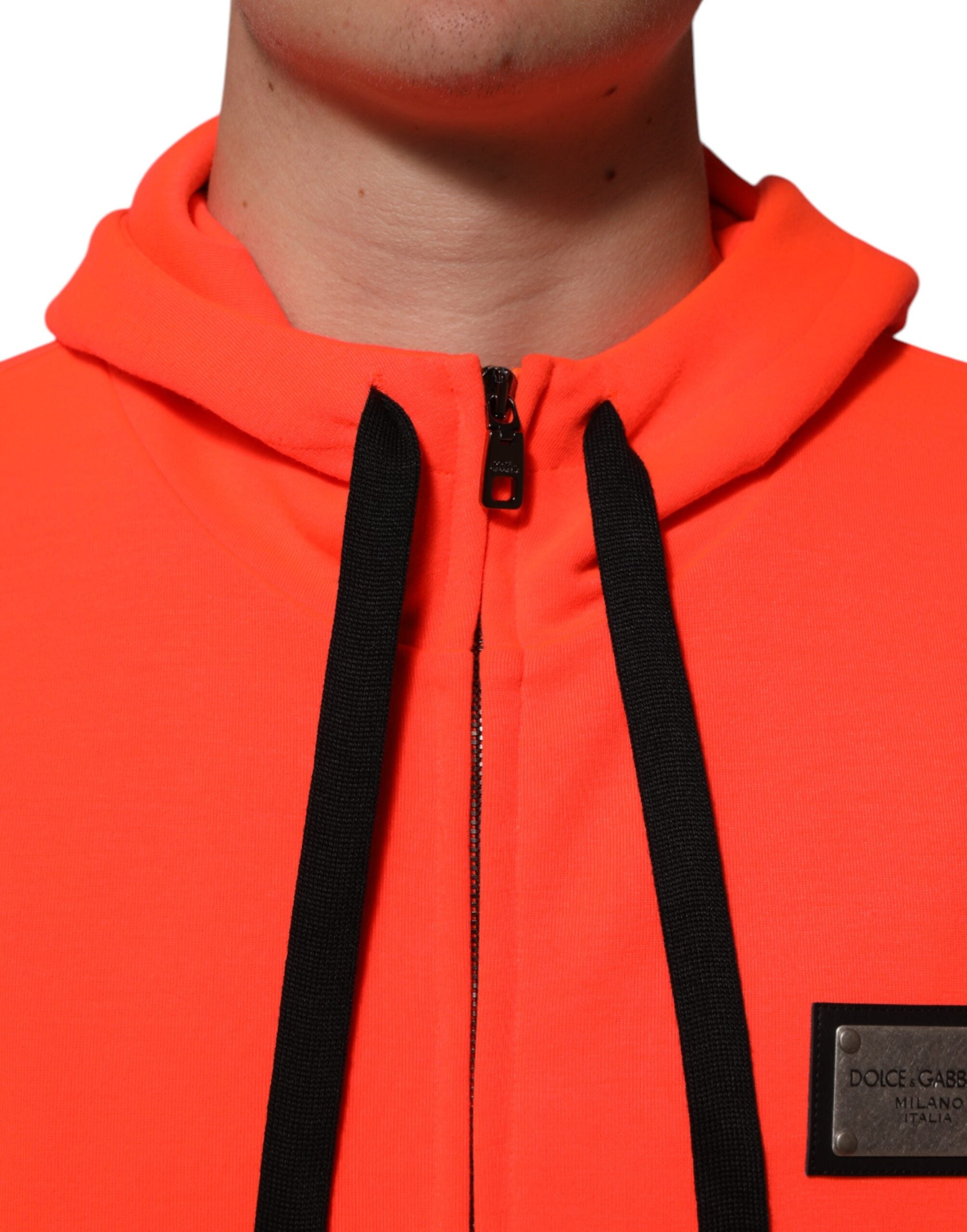 Rød fluorescerende polyester-logo-lapp-hettegenser