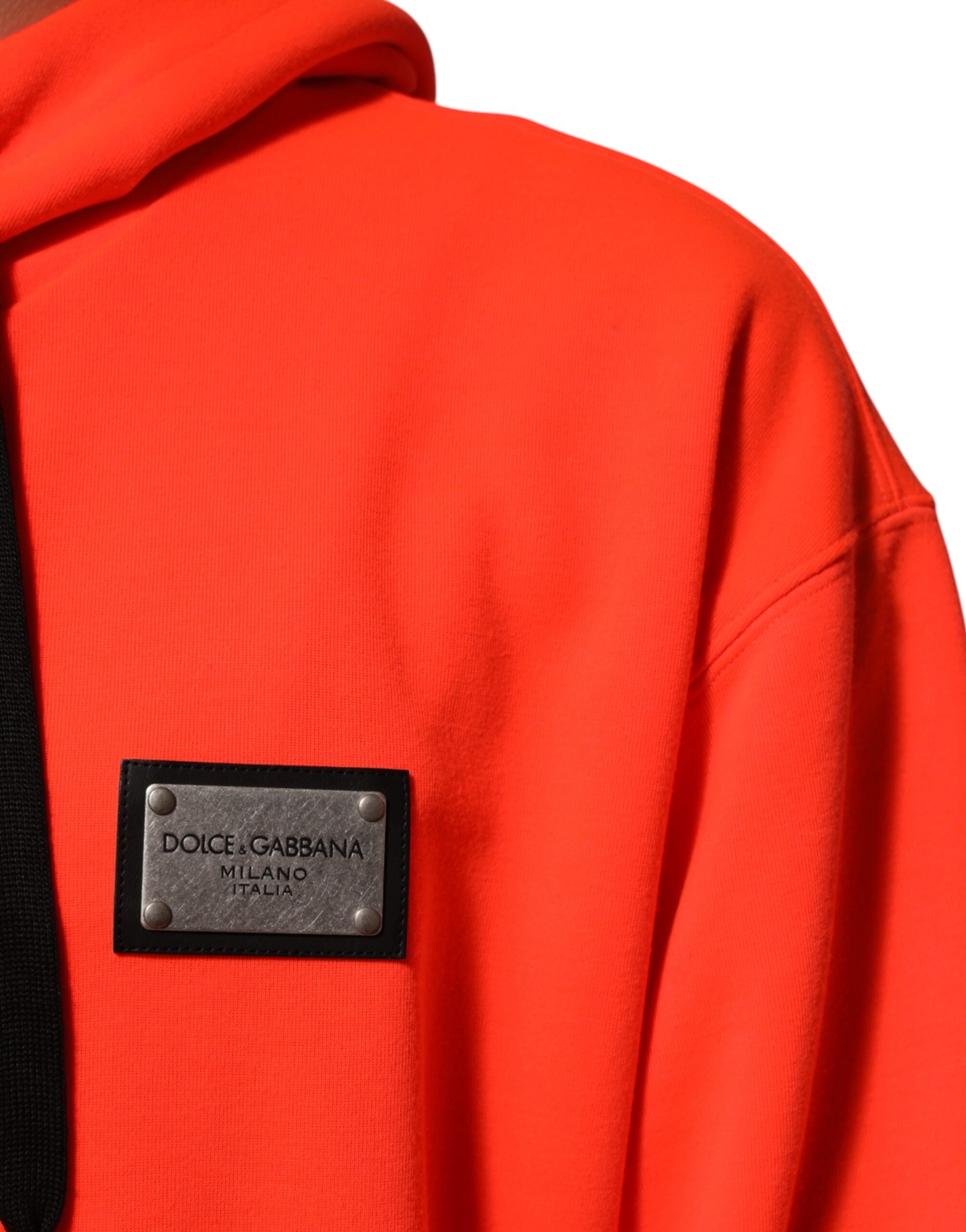 Rød fluorescerende polyester-logo-lapp-hettegenser