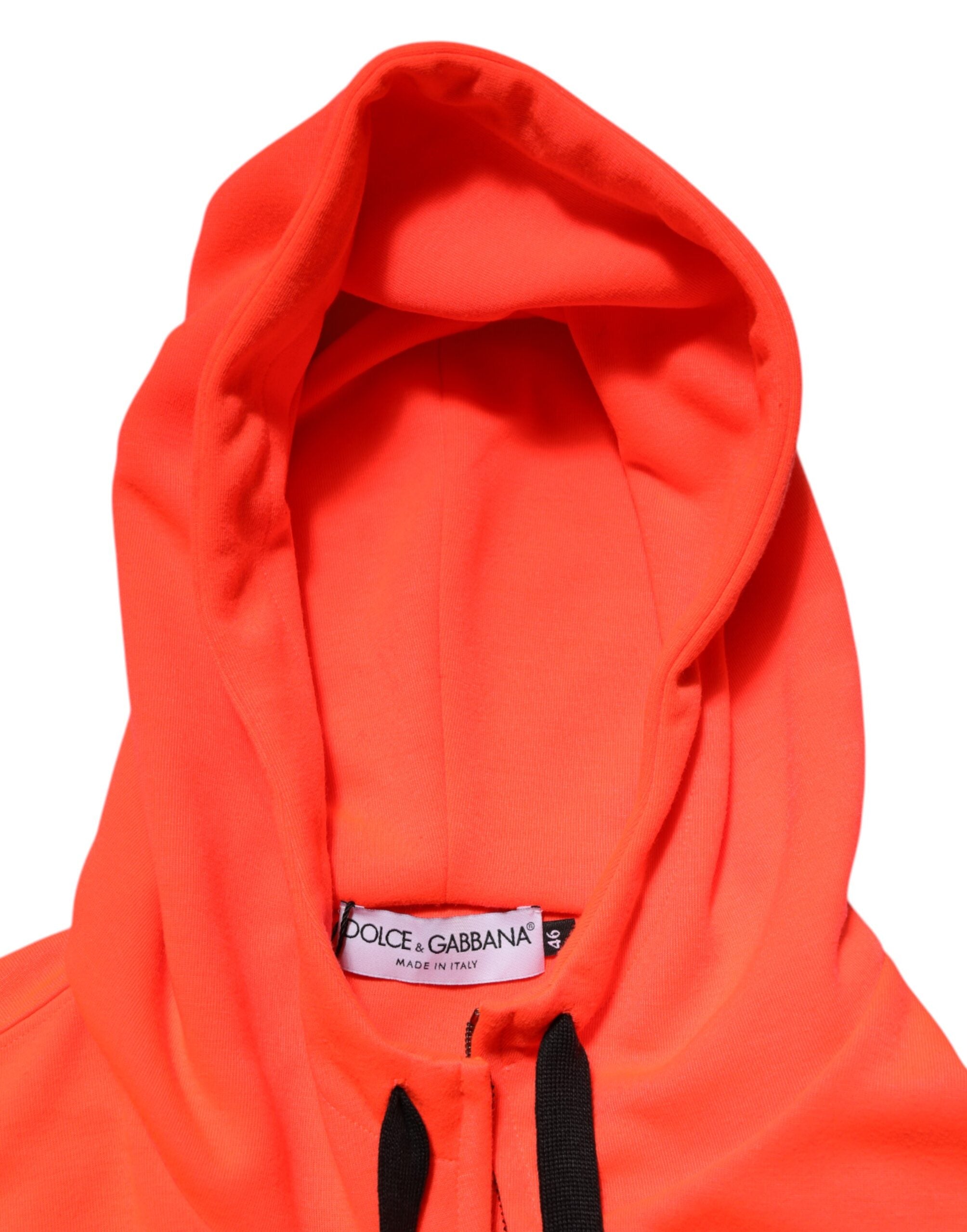 Rød fluorescerende polyester-logo-lapp-hettegenser