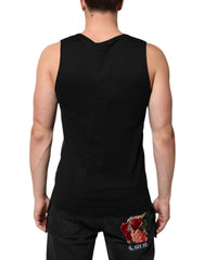 Dolce & Gabbana Black Cotton Sleeveless Tank Top DG Logo Men T-shirt