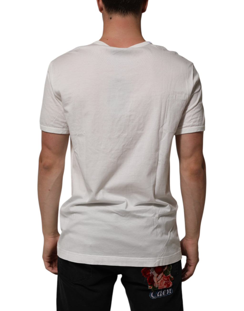 Hvit bomull DG Crown Embossed herre-T-skjorte