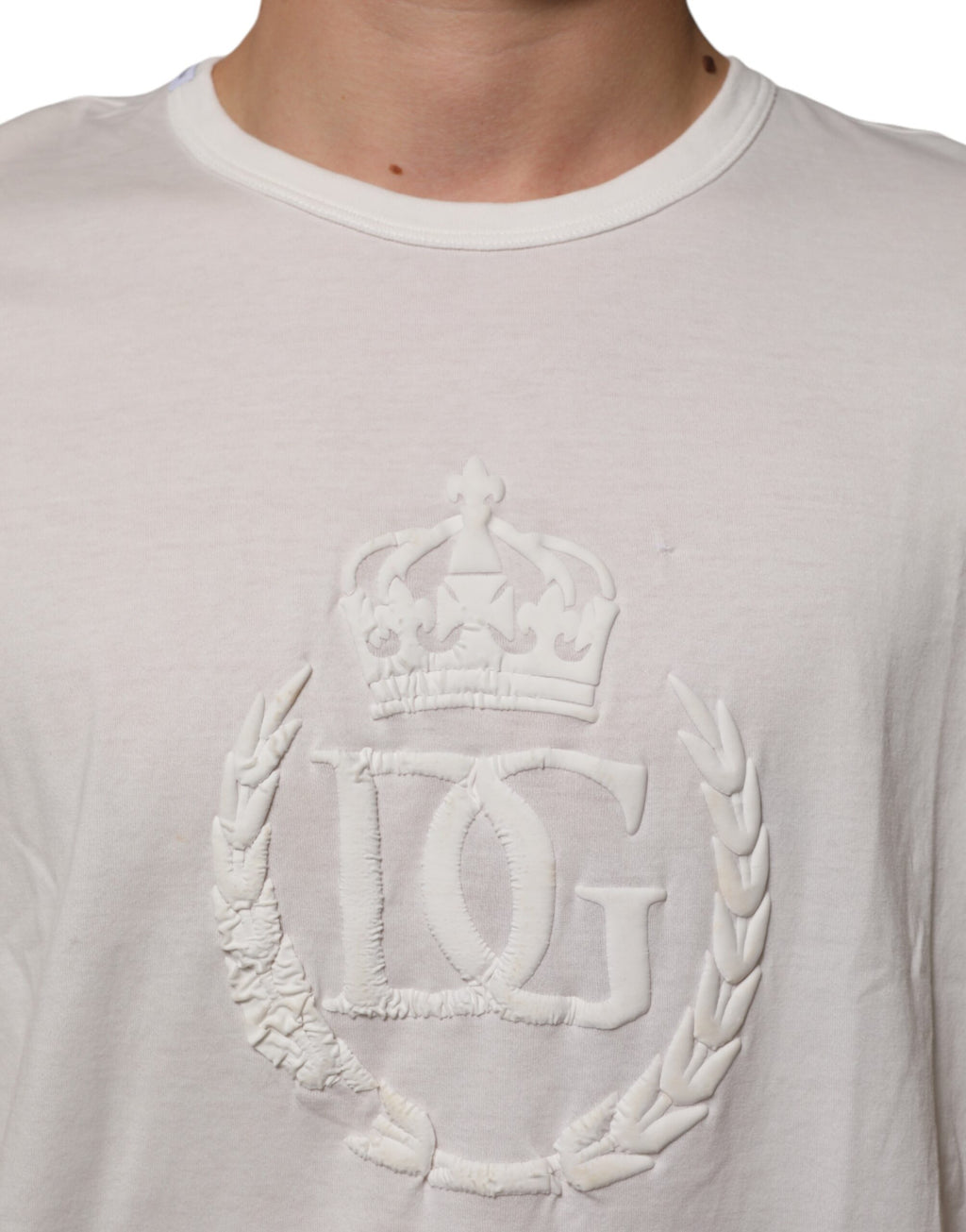 Hvit bomull DG Crown Embossed herre-T-skjorte