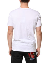 Dolce & Gabbana White Logo Plaque Cotton Crew Neck T-shirt