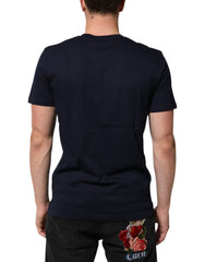 Dolce & Gabbana Dark Blue Cotton DG Logo Print Men’s Top T-shirt