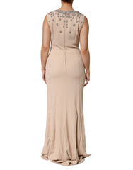 Dolce & Gabbana Nude Ecru Beaded Crystal Embellished Dress