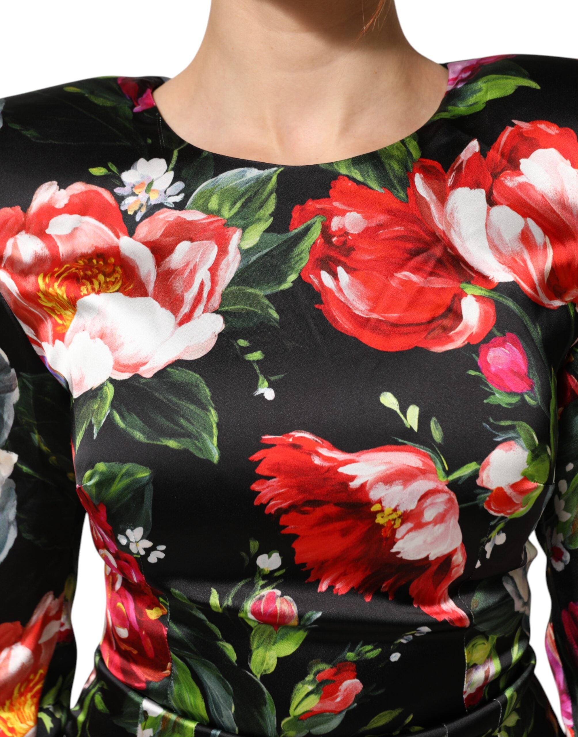 Svart blommig Fiori Pittorici Mini Bodycon Klänning
