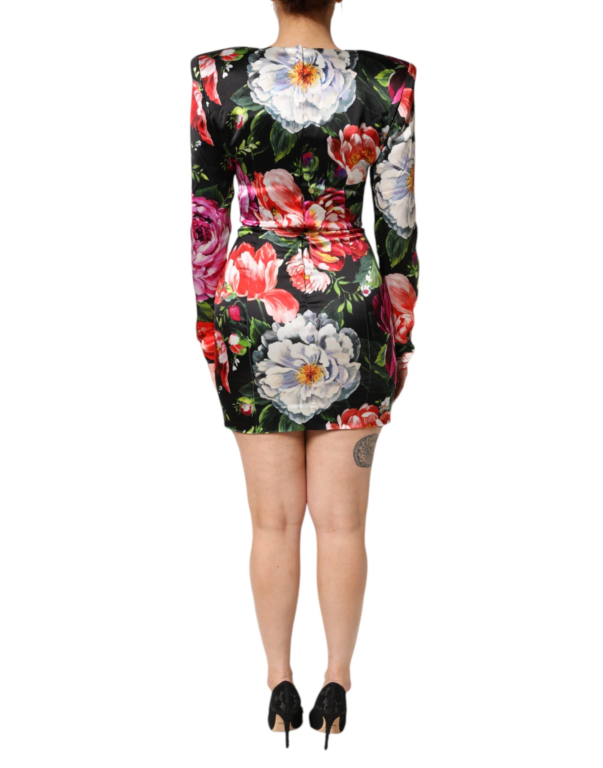 Svart blommig Fiori Pittorici Bodycon Klänning